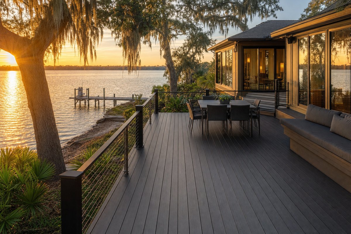 Ortega composite riverfront deck — 460 sq ft Trex Transcend Lava Rock on Ortega Blvd