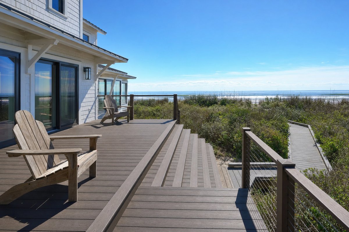 Amelia Island pool deck — 460 sq ft AZEK PVC in the Plantation