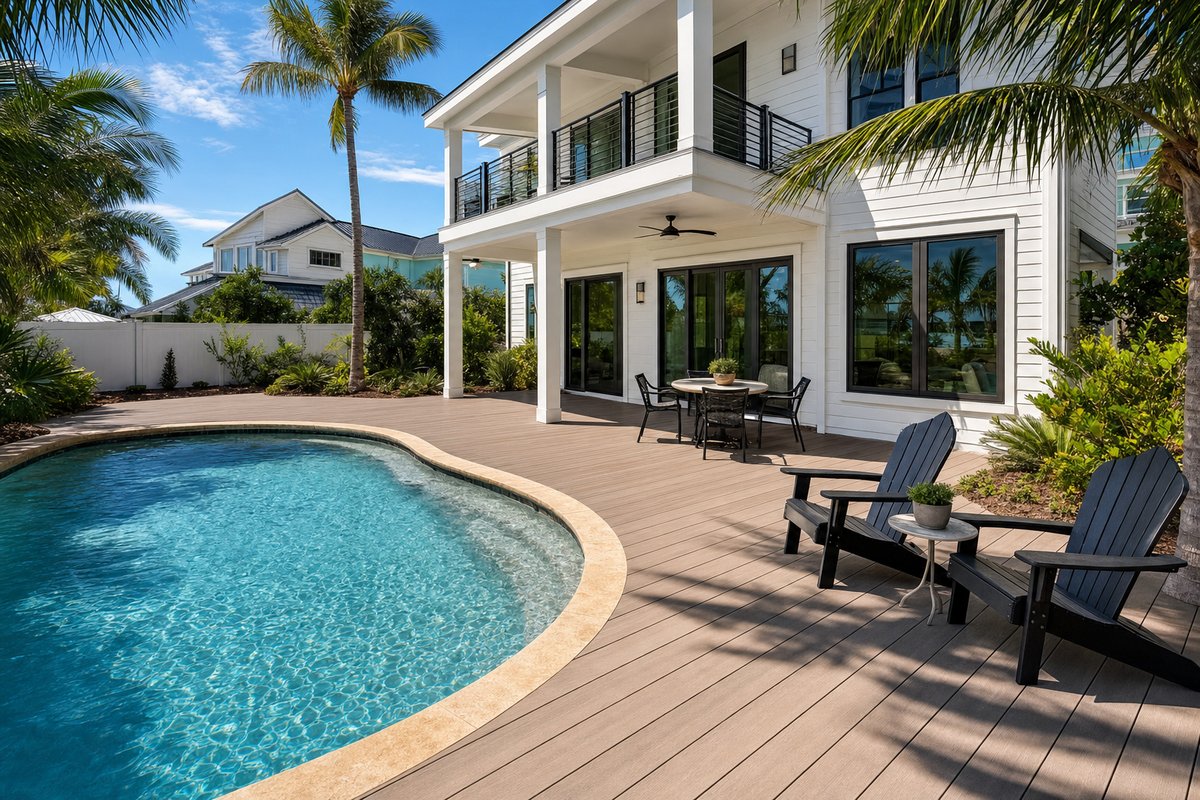 Jacksonville Beach pool deck — 440 sq ft AZEK PVC