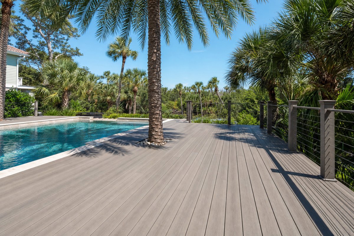 Palm Valley pool deck — 640 sq ft AZEK PVC surround