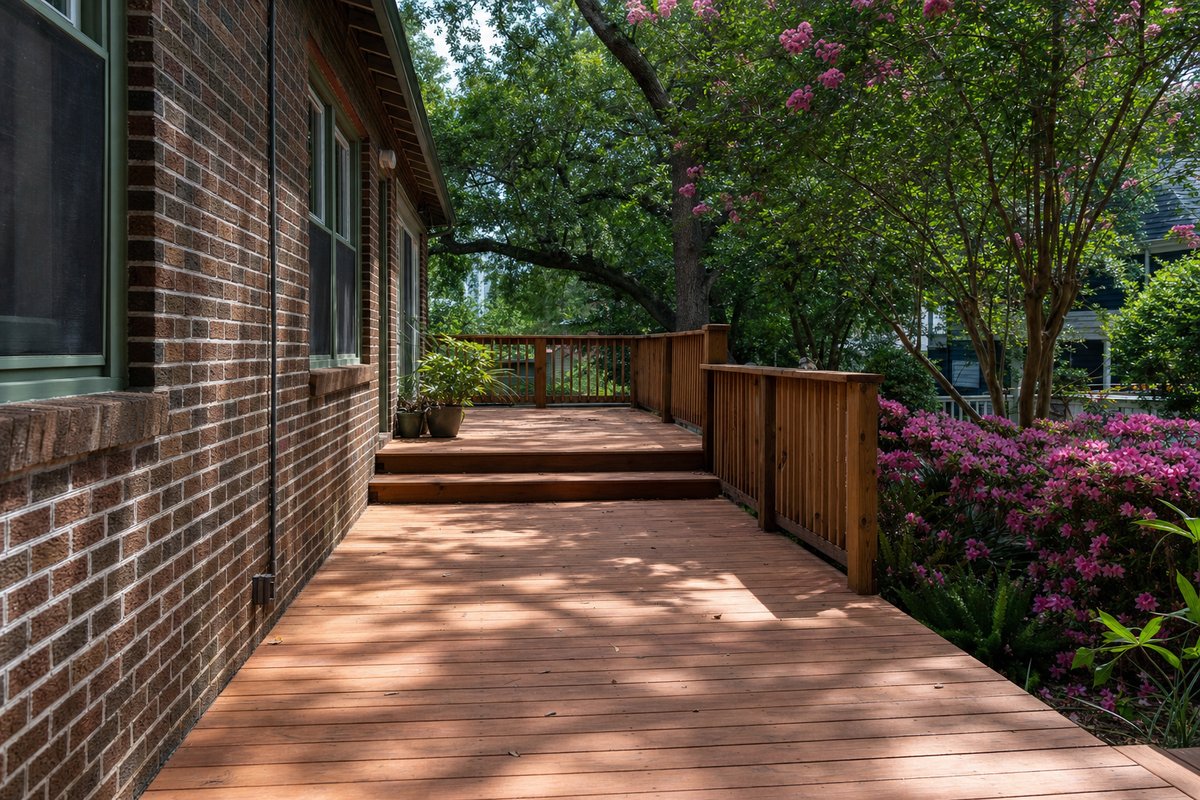 Cumaru Brazilian Teak hardwood deck behind a historic San Marco Jacksonville home with picture-frame perimeter